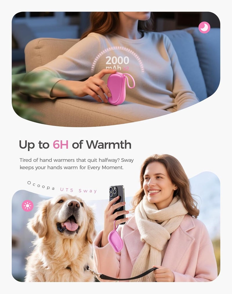 OCOOPA Hand Warmers Rechargeable 2 Pack, Ultra Slim Electric Hand Warmers, Portable Pocket Heater, Comb-Inspired, Fits in Gloves,UL Certified, Winter Essentials,UT5 Sway - Image 5